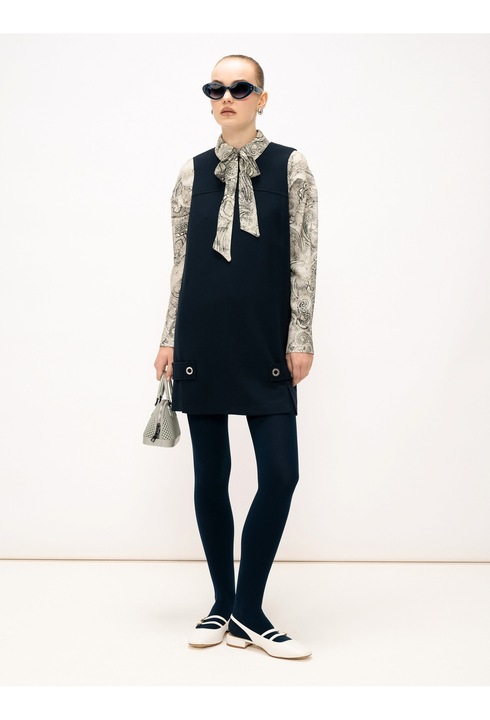 Marc ellis, Rochie scurta cu decolteu la baza gatului Solara Ultra, Albastru ultramarin