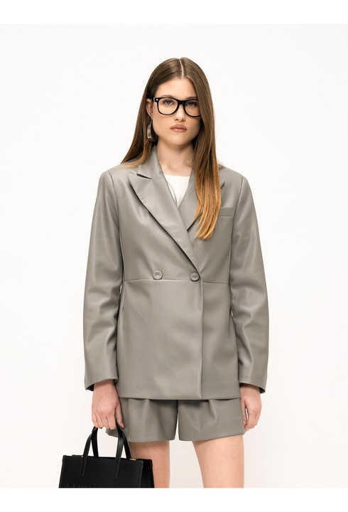 Marc ellis, Jacheta din piele ecologica cu nasturi Edera, Gri deschis