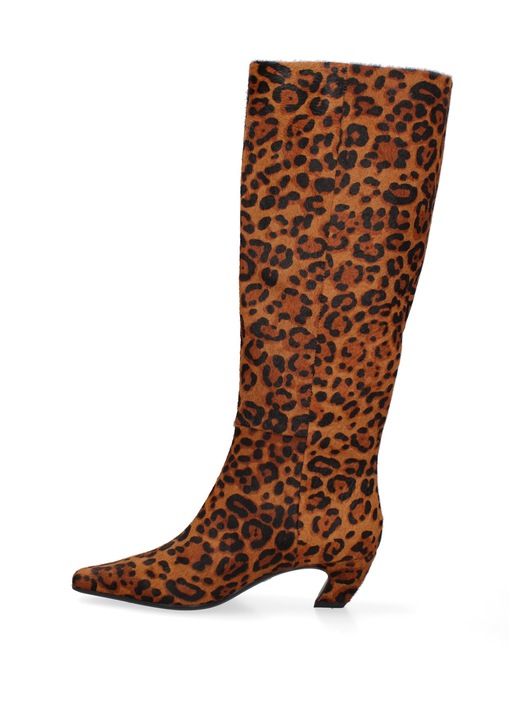 Marc ellis, Cizme inalte pana la genunchi cu animal print Brunilde, Negru/Maro