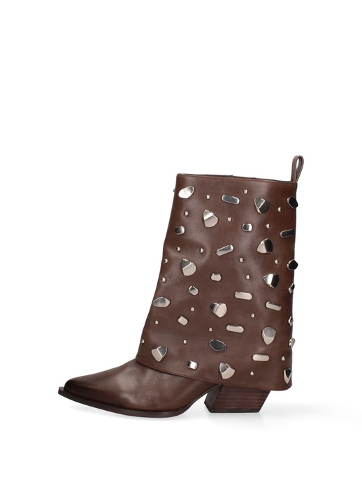 Marc Ellis, Botine din piele cu tinte Lunaria, Maro inchis