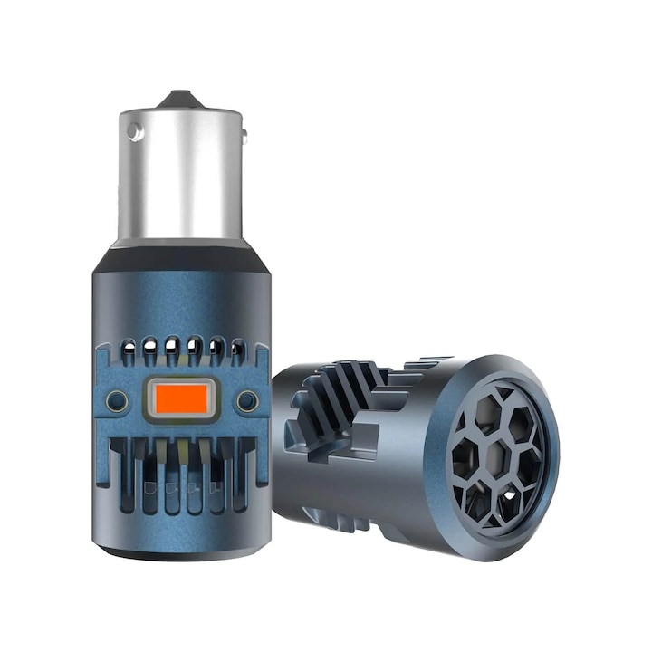 Комплект от 2 LED крушки Xentech Light S5 PY21W за мигачи, CSP и вграден радиатор, 25W/крушка