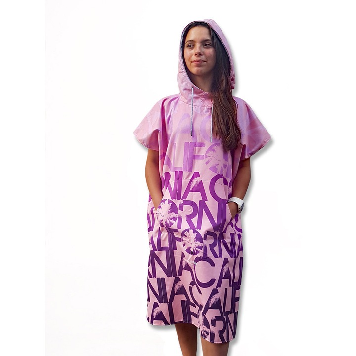 Плажна кърпа Malokee, розова, микрофибърна, водоустойчива, регулируема