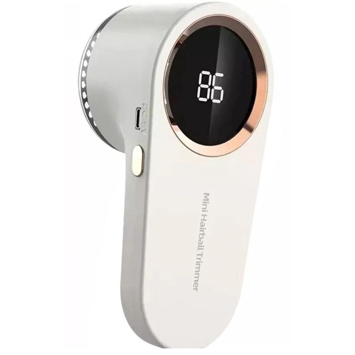 Aparat electric de îndepărtat scame reîncărcabil cu afișaj LED, lame duble, recipient transparent, perie inclusă