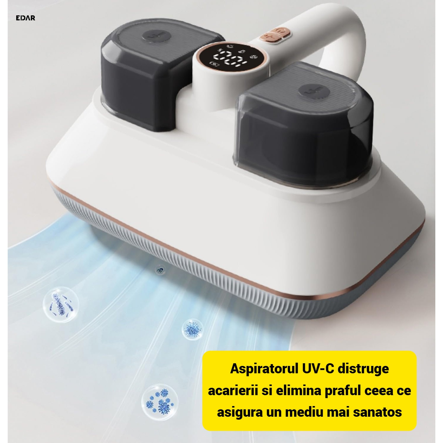 Aspirator Antiacarieni EDAR UV-C, HEPA, Ultrasunete, Fara Fir, Curatare Profunda, Design Ergonomic