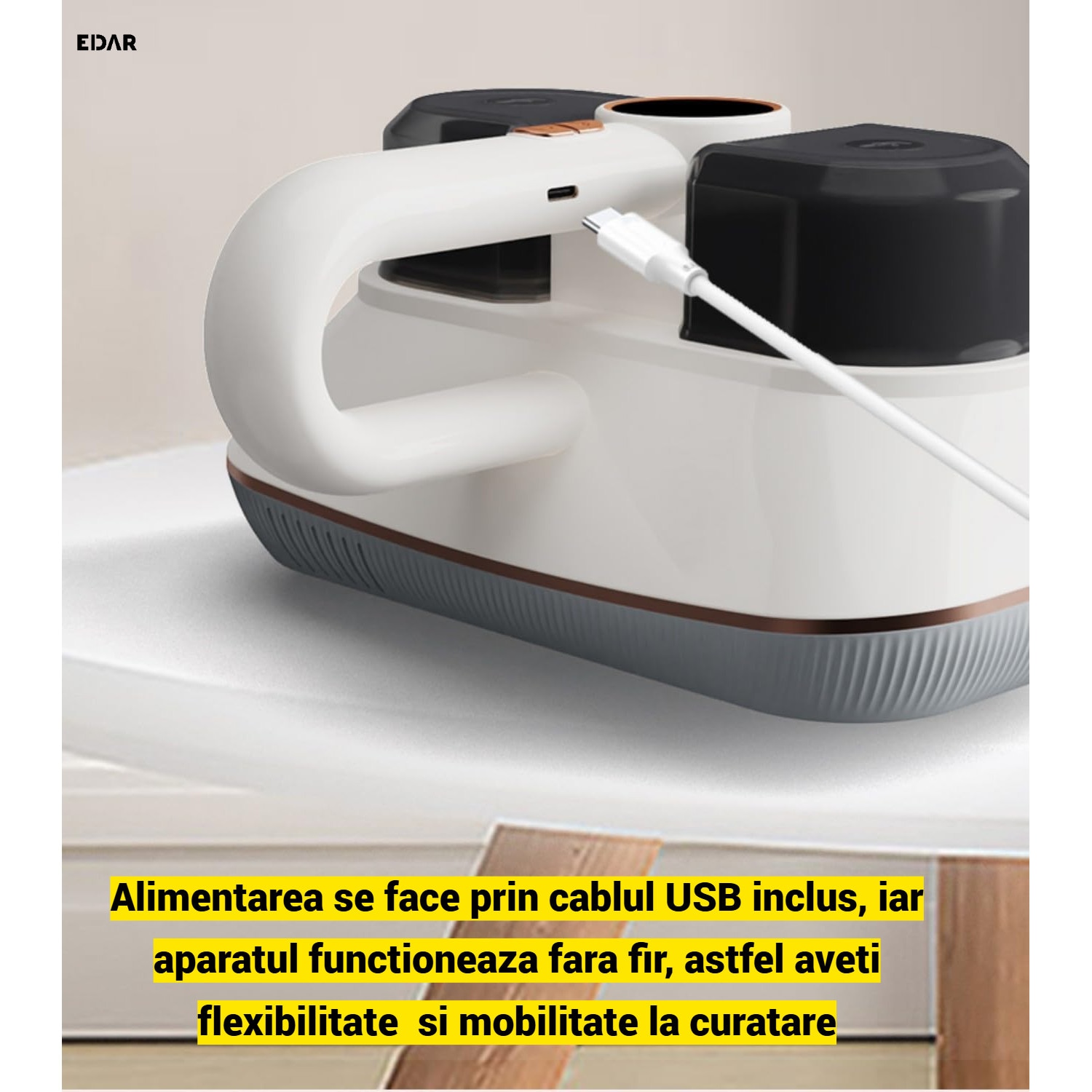 Aspirator Antiacarieni EDAR UV-C, HEPA, Ultrasunete, Fara Fir, Curatare Profunda, Design Ergonomic