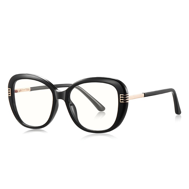 Ochelari protectie calculator Anti Blue Light Glasses Reflex PC (2265) for Women, Butterfly, TR90&Metal Frame, AC Lens Black/Gold Negru