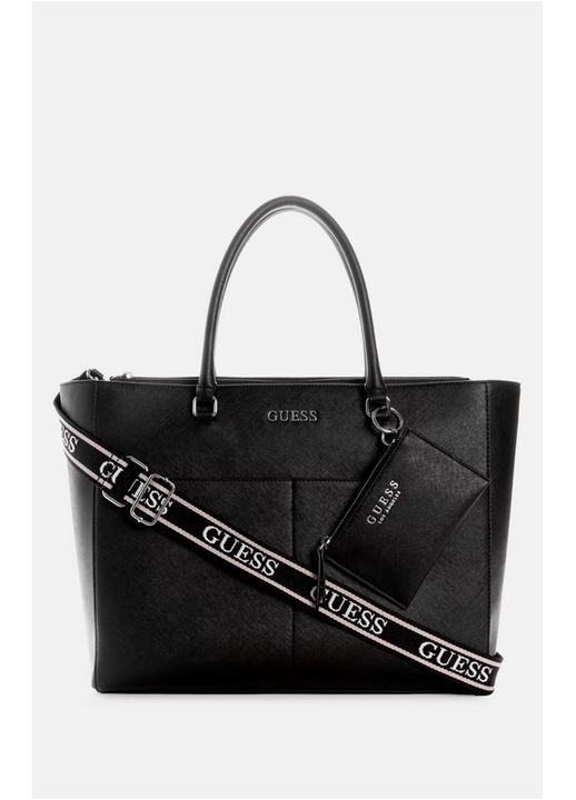 Чанта за рамо, GUESS, Pennywise, черна, 47x32x13cm, 100% еко кожа