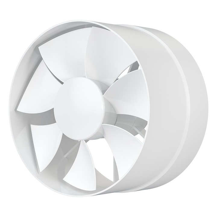 Вентилатор за въздуховод с мотор със сачмени лагери VentEurope WAY125BB, диаметър 125 мм, дебит 190 м3/ч, 18W, IP24, безшумен, икономичен, бял