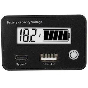 Tester baterii Elektroweb, compatibil Pb, Li-Ion, porturi USB-A și USB-C, iluminare albă, dimensiuni 61x40x22mm
