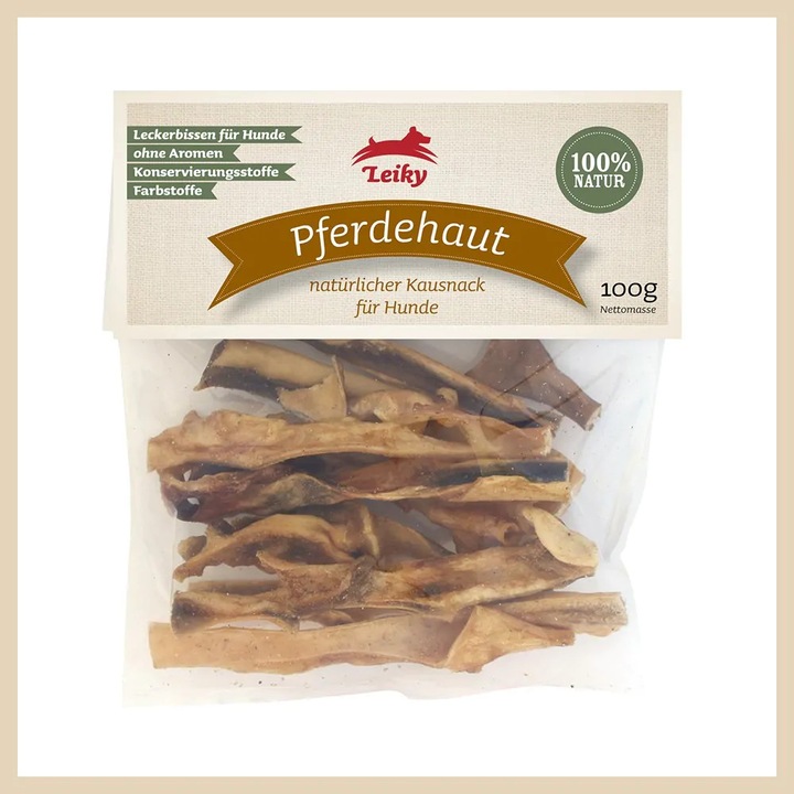 Piele de cal pentru caini, 100g