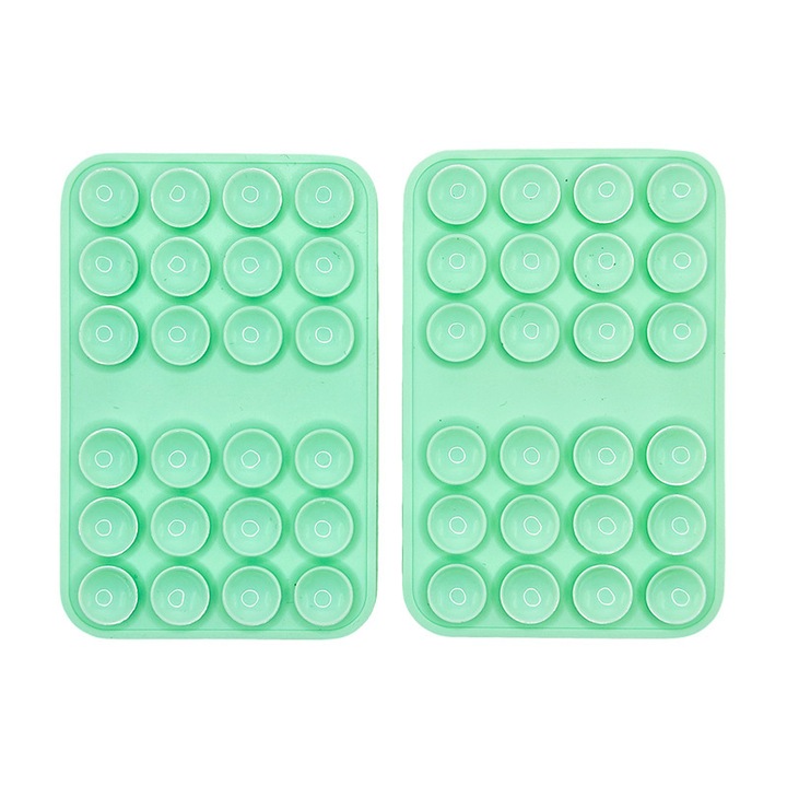 Suport cu ventuza dublu-fata pentru telefon, 48 de ventuze puternice din silicon pentru montare usoara, oglinda, sticla, fara reziduuri, ideal pentru selfie-uri, sala de sport, gatit, usor