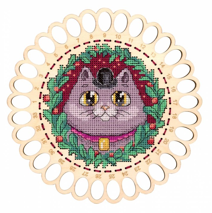 Комплект за бродиране върху дървена основа MP Studia "Органайзер "Пухкав джентълмен" 19x19 см