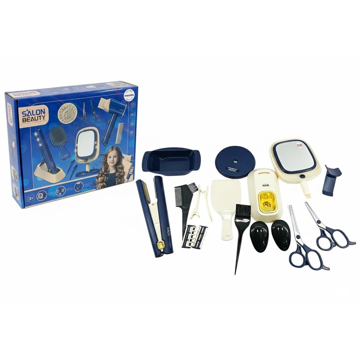 Set de coafor pentru copii, Mamido, 17 piese, albastru