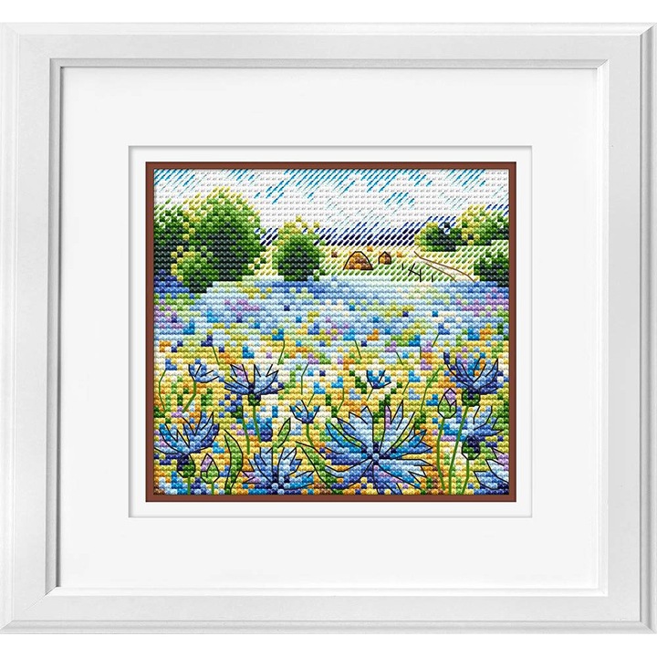 Комплект за бродерия с кръстат бод MP Studia "Поле от метличина" 10x11 см