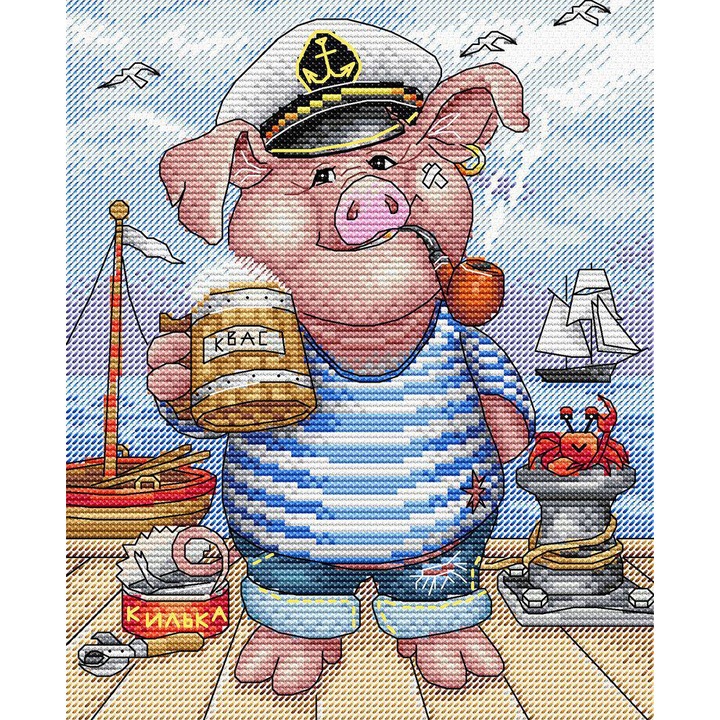 Комплект за бродиране с кръстат бод MP Studia "Моряк" 17x21 см