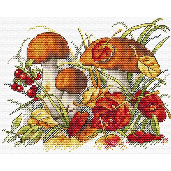 Set de brodat in cruciulita MP Studia "Comori din padurea de toamna" 18x13 cm