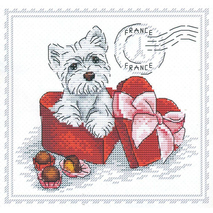 MP Studia keresztszemes hímzőkészlet "A legjobb barát. Franciaország" 18x18 cm