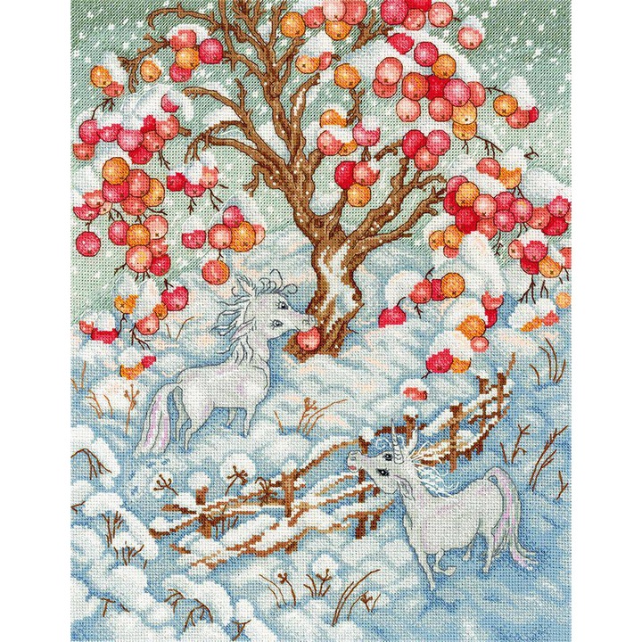 Комплект за бродиране с кръстат бод MP Studia "Еднорози" 24x30 см