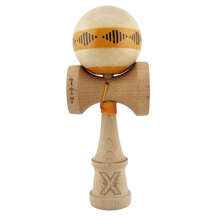 Kendama X Originala, FREQUENCY, Big Cups, 18 cm, Cupe Mari, Portocaliu - Negru
