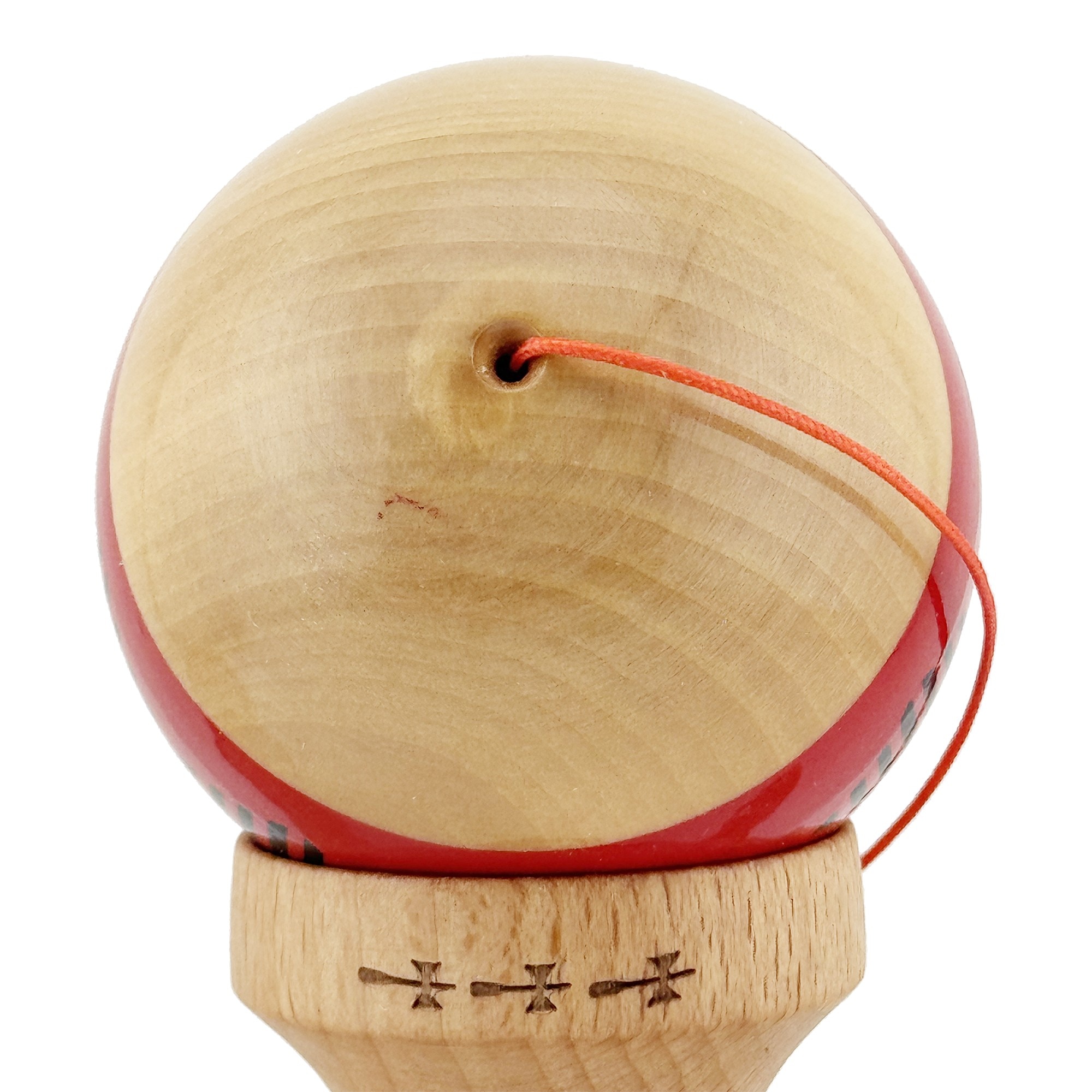 Kendama X FREQUENCY, cupe mari V2, super sticky, lemn, 18 cm, rosu