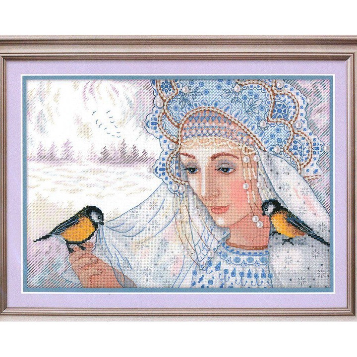 Комплект за бродиране с кръстат бод MP Studia "Кралицата на зимата" 28x20 см