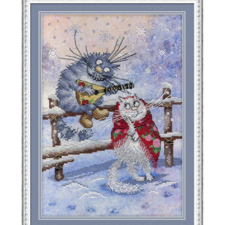 Комплект за бродиране с кръстат бод MP Studia "На снега" 16x23 см