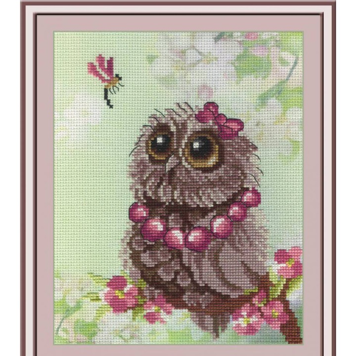 MP Studia keresztszemes hímzőkészlet "Tavaszi bagoly" 16x20 cm