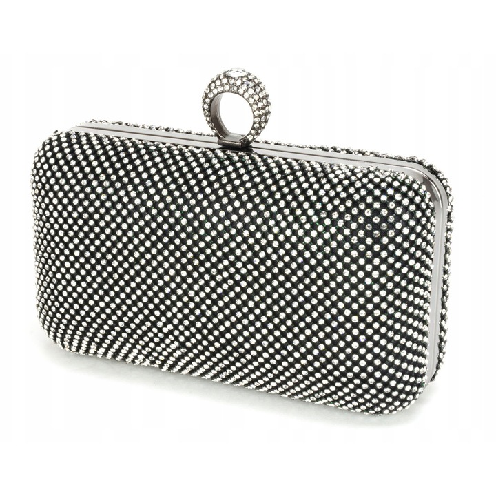 Táska lánccal, MB Classic Bag, fekete, 10x18x6cm, cirkónia díszítéssel