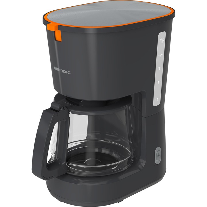 GRUNDIG, aparat de cafea cu filtru KM 5320, capacitate 10 cesti, sistem de protectie la picurare, indicator de nivel al apei, design robust, 36, 8 x 22, 4 x 22, 9 cm (HxLxD), gri