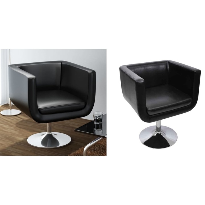 Scaun de bar, negru, piele ecologica