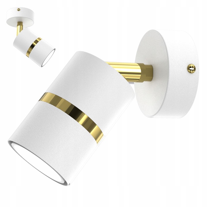 Комплект плафониера Moonlight, бял със златист, 5,5x8см, с регулируеми рефлектори, модерен дизайн