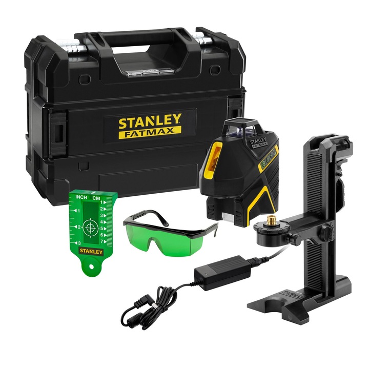 Nivela laser verde STANLEY® FATMAX® cu linie transversala, cu linie orizontala la 360°