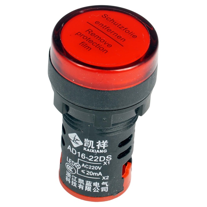Indicator de control al lampii de semnalizare, lumina de avertizare LED rosu 230V