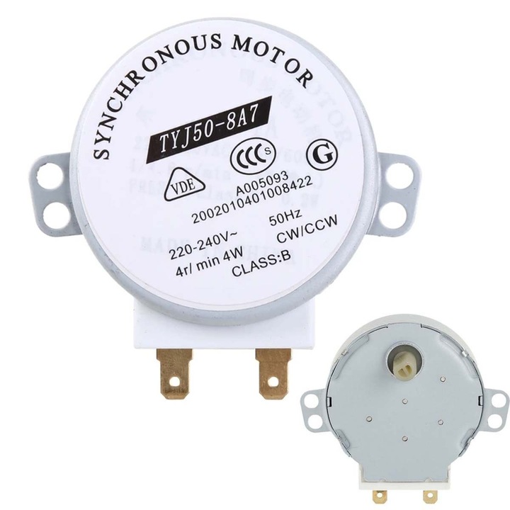 Motor sincron TYJ50-8A7 4/5 rpm 230 V pentru actionarea platoului rotativ al cuptorului cu microunde