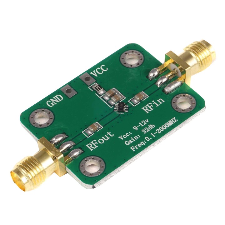Amplificator de banda larga pentru semnal radio RF de 100 kHz - 2 GHz, 9 V-12 V