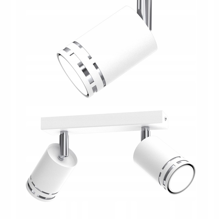 Плафон със спотове, Moonlight, FOKUS, бял хром, 5,5x20см, без крушки