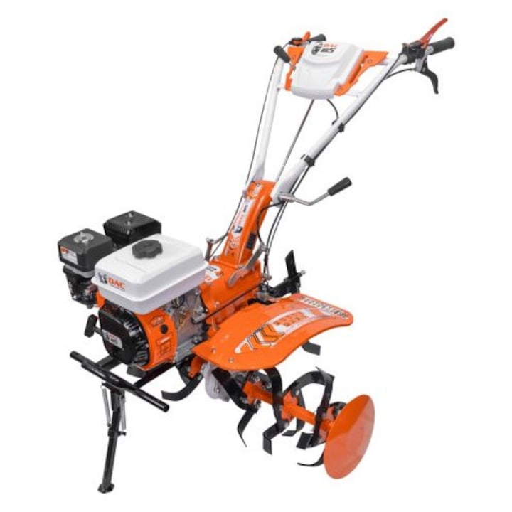 Motocultor pe benzina Ruris DAC 185, putere maxim 8.5 CP, 208 CC, 4 timpi, 2+1 viteze, 610 - 930 mm latime lucru, 340 mm adancime lucru, 3.9 l capacitate rezervor, contine: freze