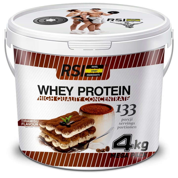 Concentrat de Proteine Whey 4kg, RSI, Tiramisu, 133 portii