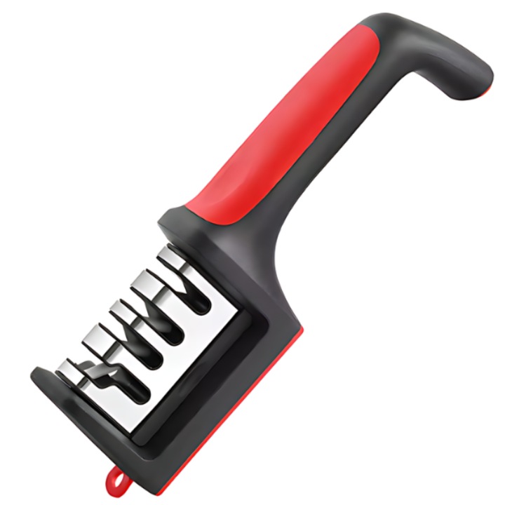 Ascutitoare de cutite, rosie, 21x6cm, design ergonomic, sistem de ascutire in patru pasi