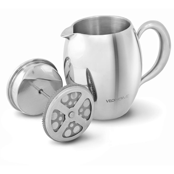 Cafetieră French Press VeoHome, 0, 75L, indestructibilă, menține cafeaua caldă