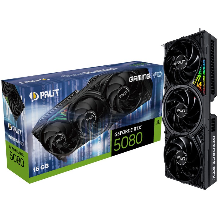 Placa video Palit GeForce RTX™ 5080 GamingPro, 16GB GDDR7, 256-bit