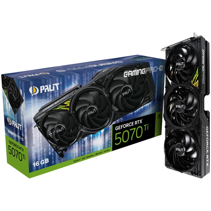Placa video Palit GeForce RTX™ 5070 Ti GamingPro-S, 16GB GDDR7, 256-bit