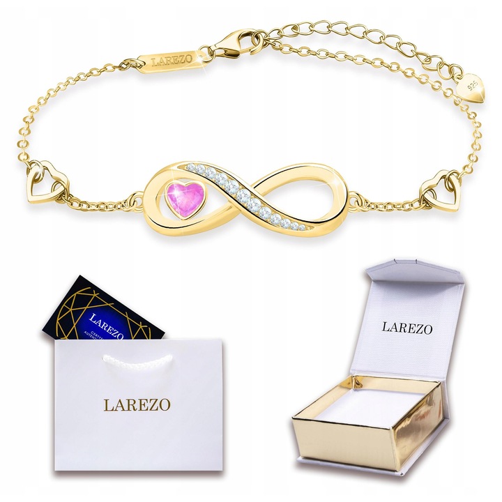 Ezüst 925 karkötő 585 arannyal, Larezo, Végtelen modell, cirkóniával, 15cm + 4cm (hosszabbítás)