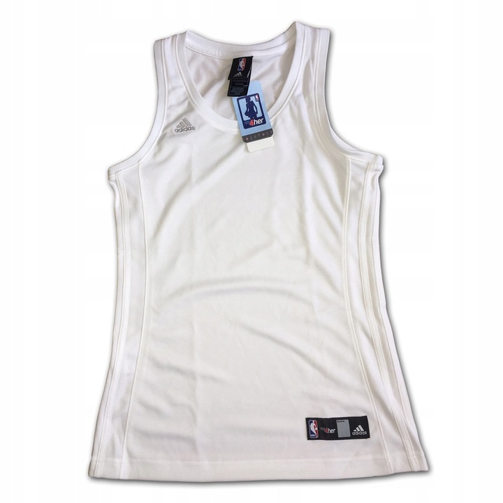 Maiou sport dama Adidas, NBA 4her, alb, 100% poliester, cu logo brodat, XL INTL