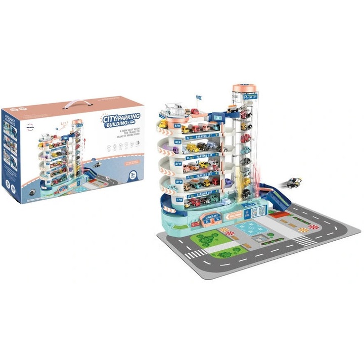 Mamido Многоетажен паркинг за игра с колички и асансьор, 5 етажа