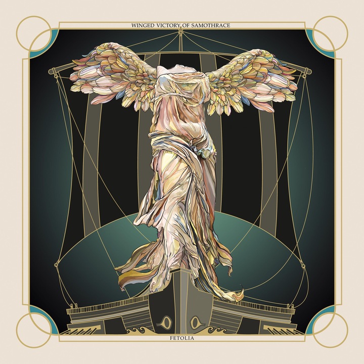 Batic matase Victory of Samothrace, ecru, matase, 90x90cm