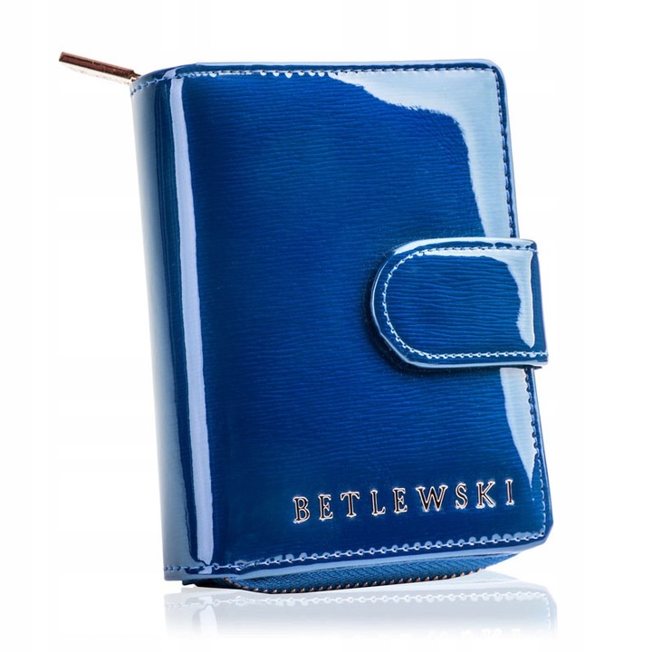 Дамски портфейл Betlewski, естествена лакирана кожа, 10x13x4см, RFID защита