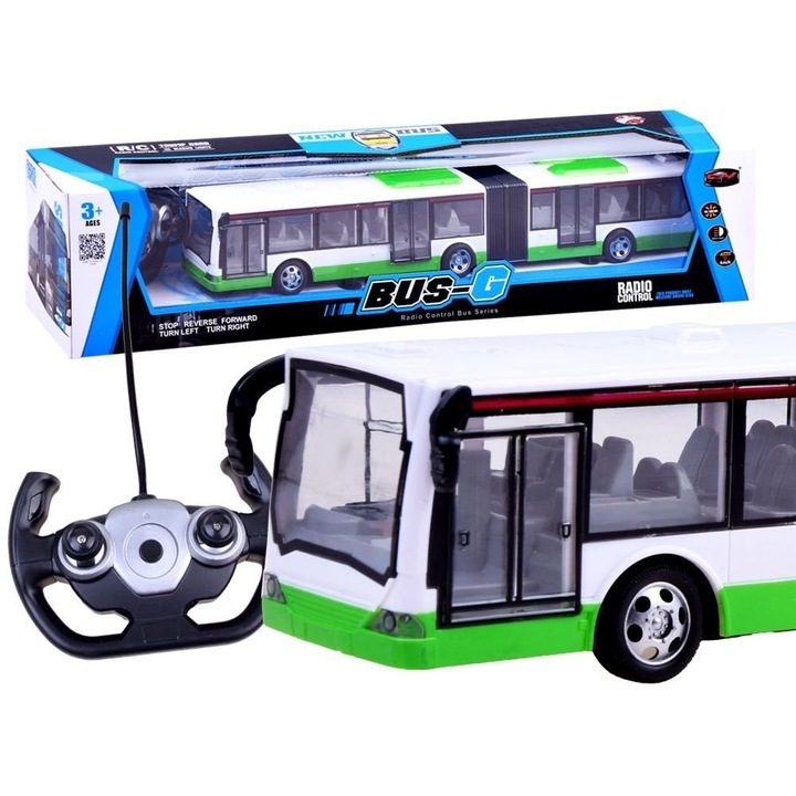 Autobuz RC JOKOMISIADA, 44x7,5x6,5cm, cu lumini, acumulator inclus, set