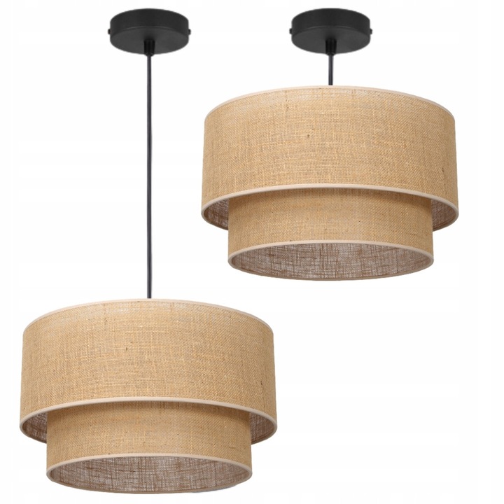Lustra, Moonlight, 1x60W, abajur din jute, 100x45cm, Bej / Negru