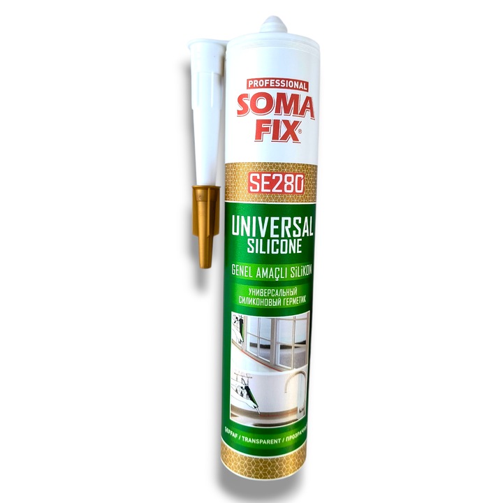 Silicon universal Somafix SE280, alb, 280 g, etansant general pentru geamuri, baie, bucatarie si constructii - COBI SMART®